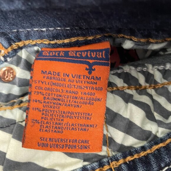 Rock Revival Rand Taper Jeans Men 36x34 Blue Tie Dye Studded Stretch Denim - Picture 5 of 12